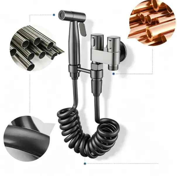 Handheld Bidet Sprayer for Toilet Baby Cloth Diaper Spraying Kit Bathroom Toilet Bidet Attachment Set for Bathing Pets and Feminine Hygiene Matte Black