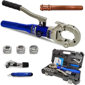 Copper Tube Fittings Hydraulic Pipe Crimping Tool with 1/2",3/4" and 1" Jaw Copper Pipe Press  Pressing Pliers, with Pipe