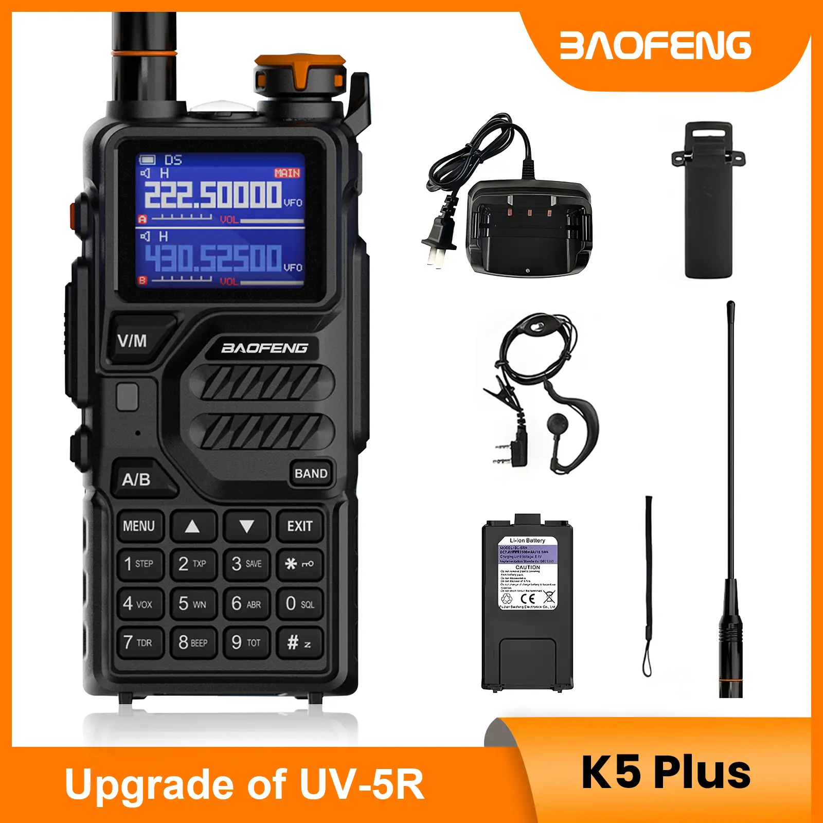 BAOFENG Radio K5PLUS 10W Max Power Long Range Handheld Ham Radio Walkie Talkies, Long Range Two Way GMRS Radio with NOAA Weather Alert Copy Frequency
