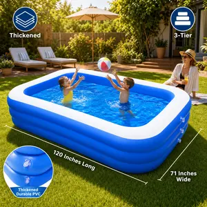 1PC Indoor/outdoor Inflatable Pool, Adult Use, Large Size Thick PVC Material, Perfect for Home Swimming, Hot Weather, Apartment Use, Relaxation, Rectangular Swimming Pool