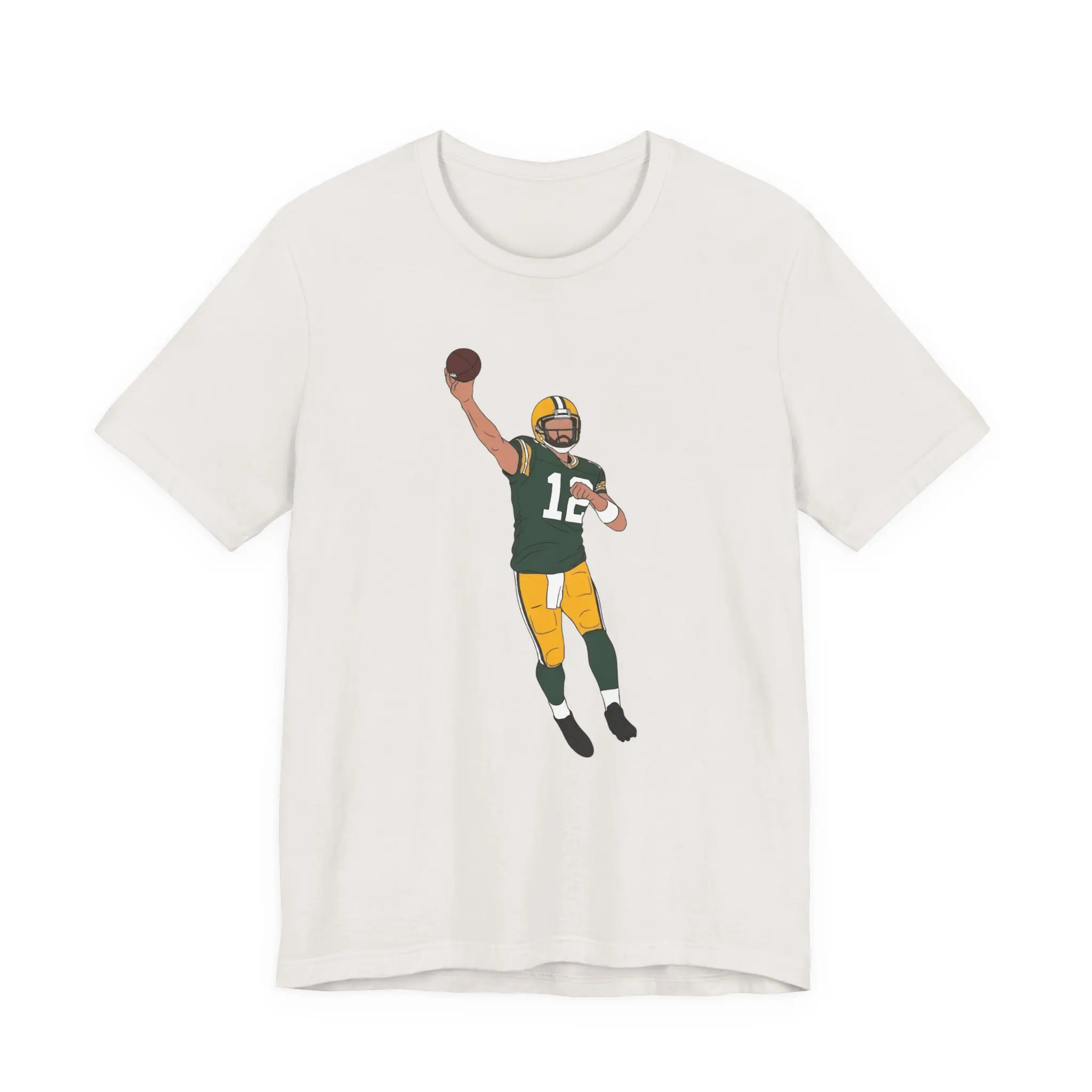 Aaron Rodgers Packers Throw T-Shirt - Men's Adult Sizes, 100% cotton tee, unisex style