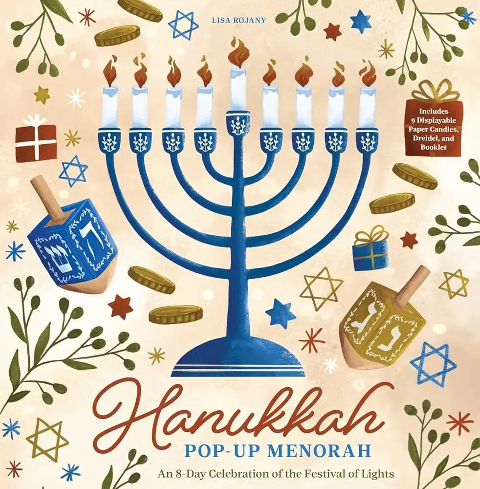 Hanukkah Paper Menorah with Safe Paper Candles - Hanukkah Activities Decor, 8-Day Festival of Lights Nightly Accent, Ideal Addition to Religious Collections