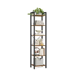 VASAGLE 6-Tier Bookshelf, Bookcase with Steel Frame, Book Shelf for Living Room, Home Office, Study, 11.8 x 15.7 x 73.2 Inches, Industrial Style