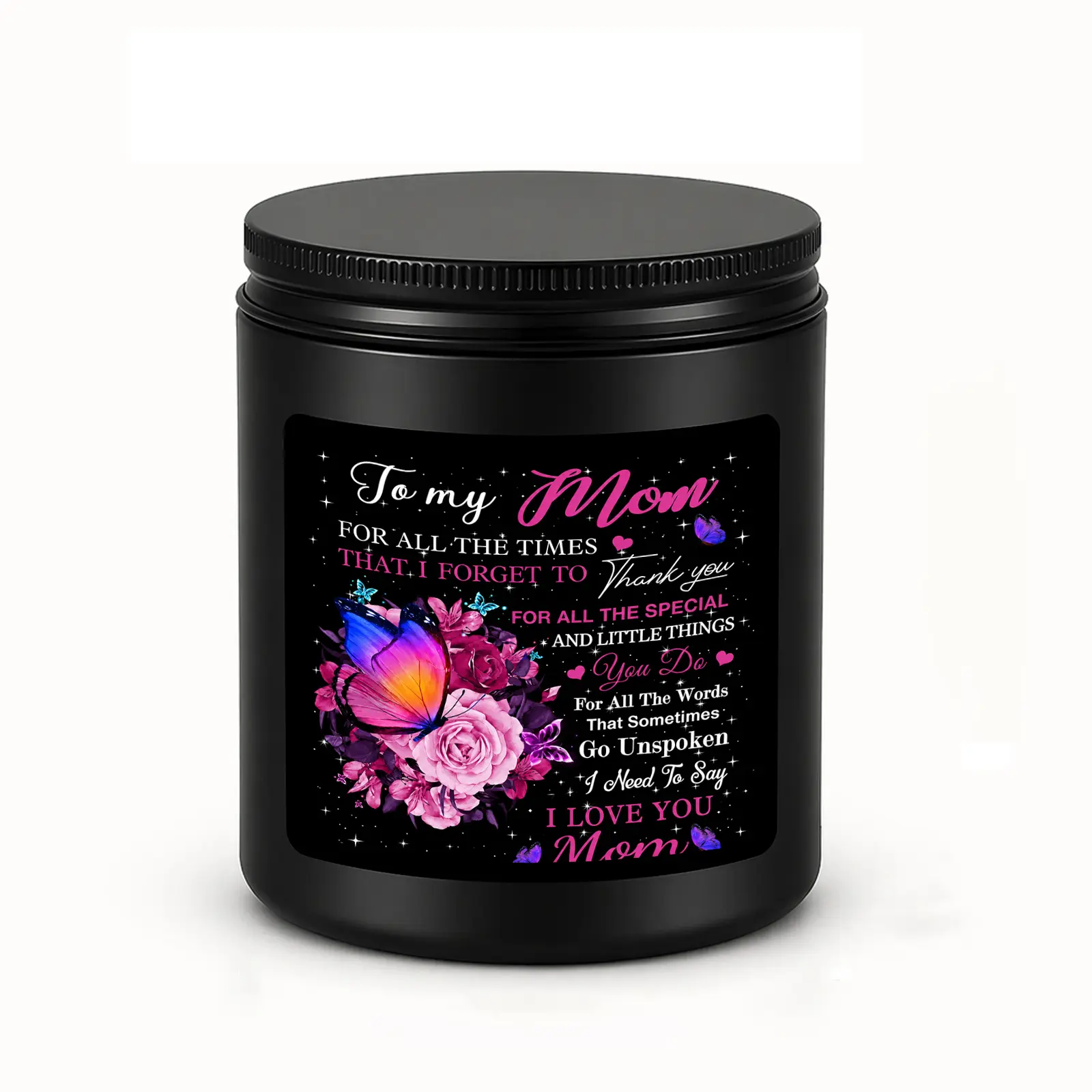 1Pc Handmade Soy Candle, To My Mom Butterfly and Rose Design, Thank You Gift for Mom, Mother’s Day Birthday Christmas Gift, Bedroom Living Room Decor, Hand Poured