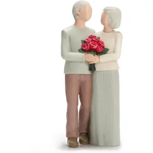 Elegant Loving Elderly Couple Figurines Hand-Painted Wedding Anniversary Statues for Home Decoration Perfect Gifts to Parents Grandparents