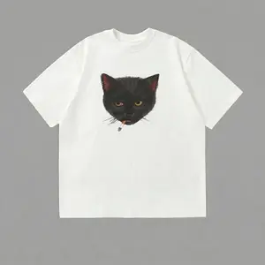 Smoking Black Cat Funny Kitten Meme Graphic T-Shirt Retro 90s Grunge Vintage National Geographic Animal Lover Gift Cute Tee Natural Inspired Y2K Streetwear