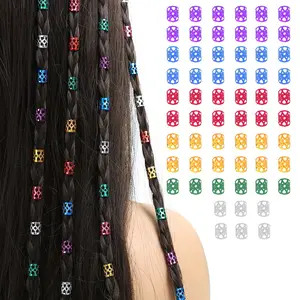 60pcs Colorful Alloy Hair Ring Braid Hair Ring Hair Buckle Dreadlock Hair Tube Hair Accessories For Female Women