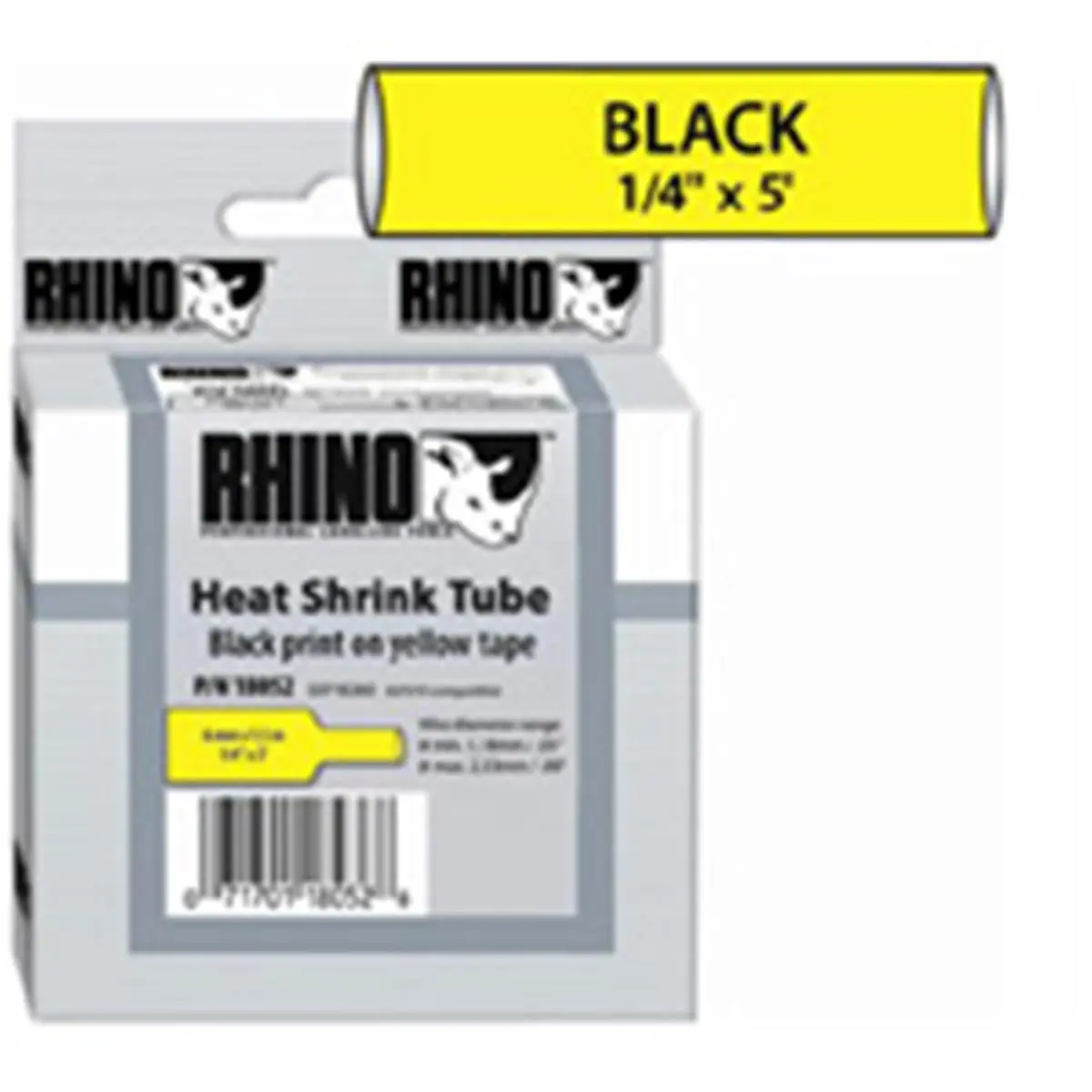 Dymo 18052 Sanford RhinoPro Heat Shrink Tube Label - 0.25 in. Width x 5 in. Length, Permanent Adhesive, Yellow Color