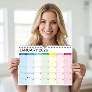 2026-2027 18-Month Wall Calendar, Large Hanging Planner, Dual Wire Binding, Hook Included, Desk & Wall Use, Holiday & Moon Phase Markers, Spiral bound planner