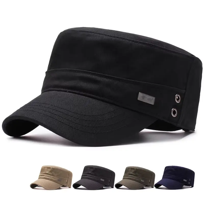 Adjustable Solid Color Cotton Men's Military Cap - Sports Outdoor, Military Inspired, Tactical Style for Cadet Patrol, Outdoor Activities, Sports Outdoor Hats
