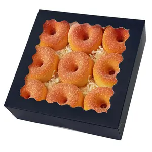 8x8x2.5 Inch Black Pastry Box With Window Donut Pie Boxes 12pcs Bakery Box