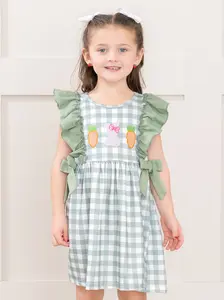 Gingham Carrot Patch Embroidered Dress
