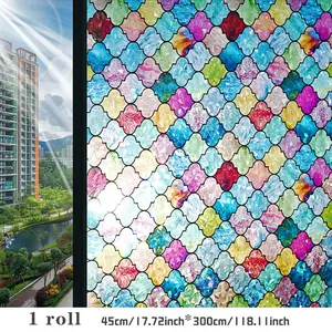 Privacy Window Film, 45cm X 300cm Frosted Glass Sticker, Transparent Yet Opaque, Kitchen Bathroom Shower Divider, Anti-Spy Film, Colorful Scales