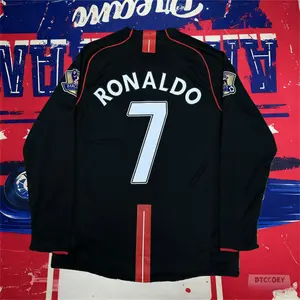 2007 2008 Away Retro Black No.7 Ronaldo Long Sleeve Soccer jersey