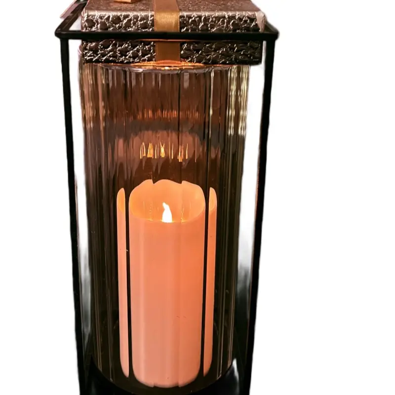 Handcrafted LED Lit Candle Christmas Decor with Elegant Glass Design and Warm Glow for Festive Atmosphere