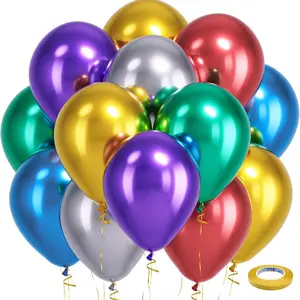 Metal Chrome Latex Balloons, 12/120 Pack Colorful Party Balloons, Perfect for Birthday Bridal Shower Wedding Decor (18/12/10/5 Inches)