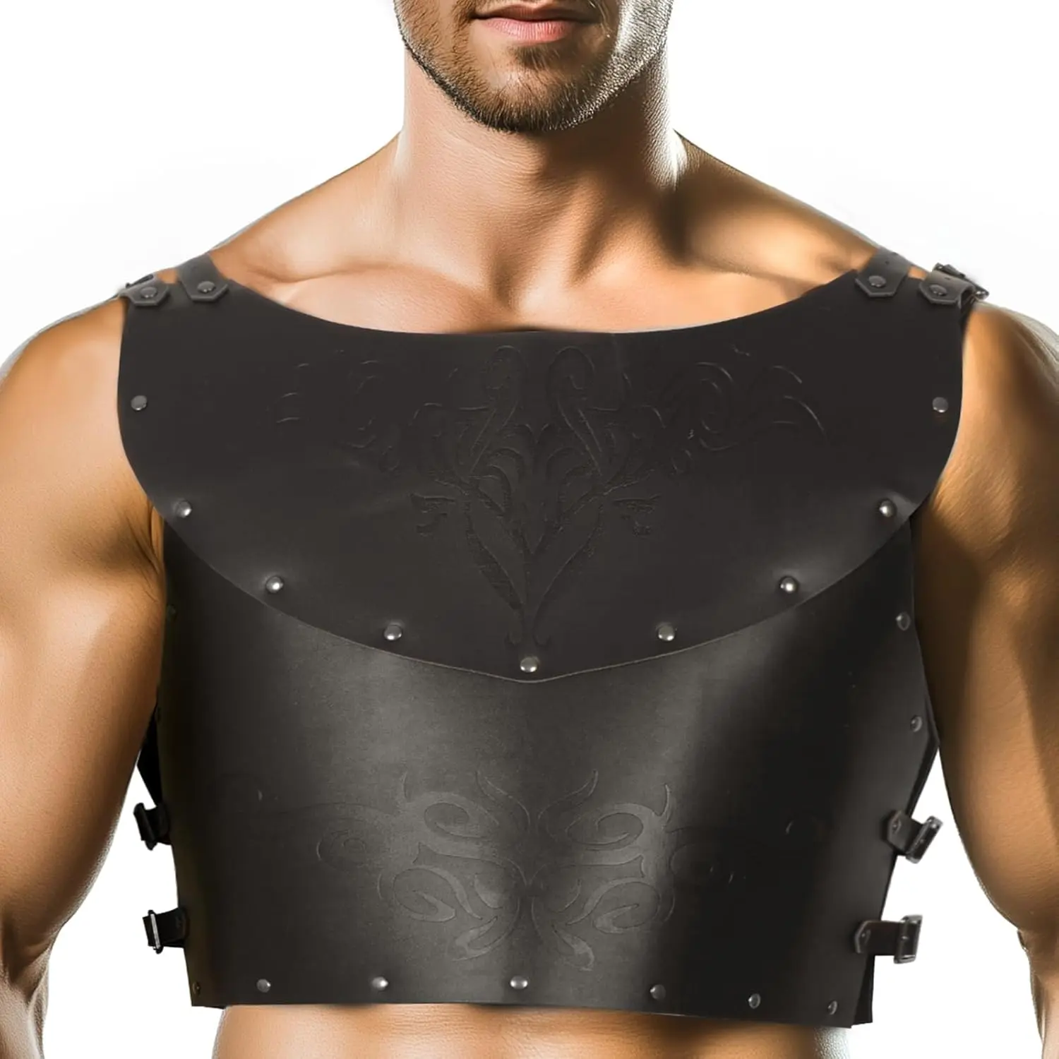Cosplay-Ready Medieval Leather Chest Armor - Viking Vest, Viking Warrior Renaissance Retro Knight Leather Vest, Halloween Costume Accessory for Festive & Home Supplies