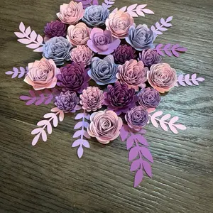 Rolled Paper Flowers Assorted Purples - Decorative Floral Arrangement