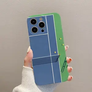 1pc Tennis Court Summer Sun Blue and Green Field Film Slim Phone Case, All Inclusive Shockproof Hard Case, Lens Protection, Phone Cover Suitable for iPhone 17, 16, 15, 14, 13, 12, 11, 8, 7, X, XS, XR, Pro, Max, Plus, Mini, New Year's Gifts, Phone