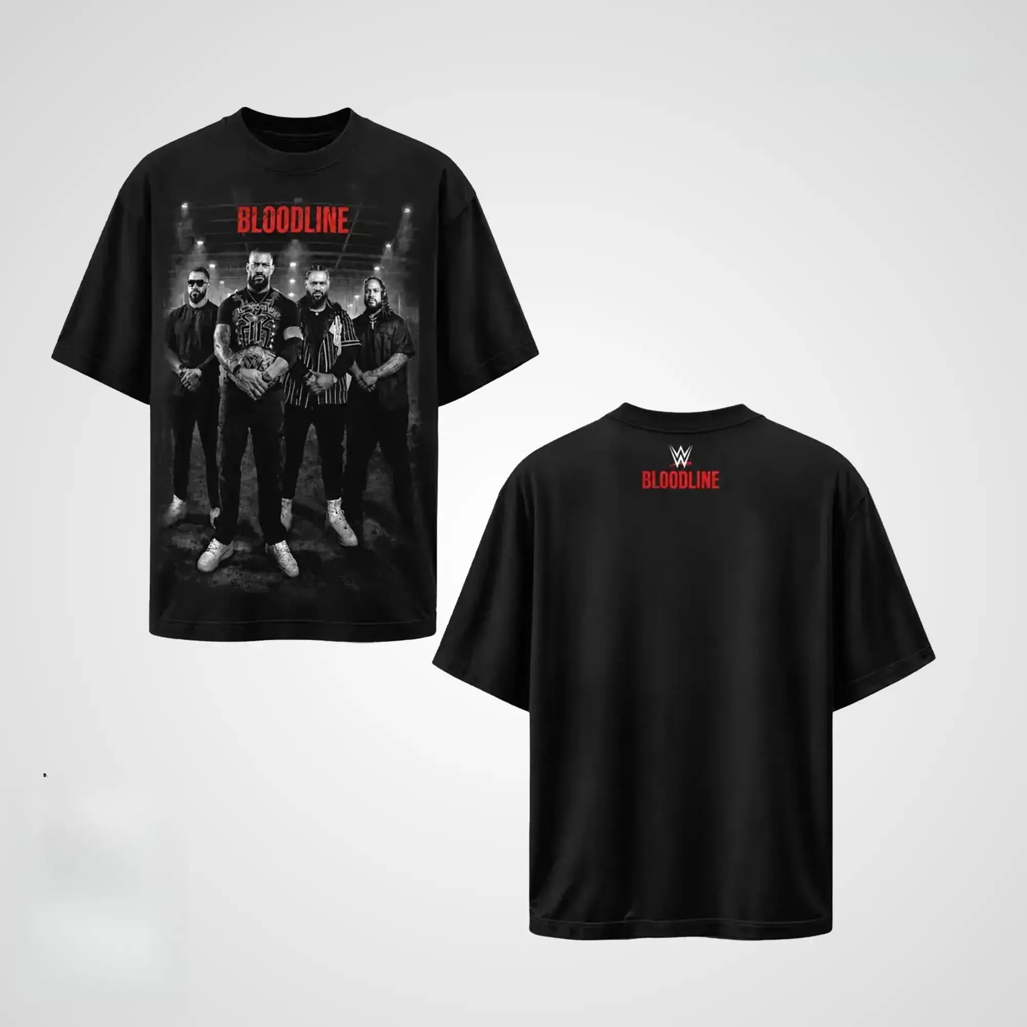 WWE The Bloodline Authentic Photo T-Shirt Vintage Oversized Graphic Champion Tee – Y2K Premium Cotton Top Trendy Streetwear Unisex Wrestling Gift Fans, DTG Direct-to-garment Breathable Printing Menswear Tropical