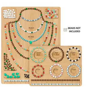 1pc Bamboo Beading Board with Size Markings for Necklace & Bracelet DIY, Jewelry Organizer Tray, Lightweight Craft Tool for All Skill Levels