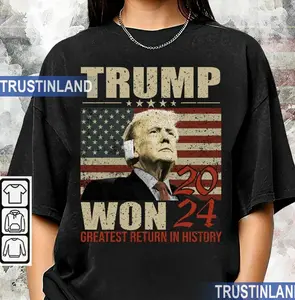 Donal Trump Won Shirt, Trump Won 2024 Election Inauguration Graphic Tee, Trump We Won Again 2024 Unisex Shirt
