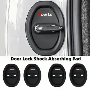 4pcs Silicone Car Door Lock Buckle Protection Cover Elastic Anti-Collision Shock Absorbing Pad Mute Buffering Cushion Automotive