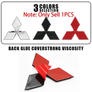 1Pcs For Mitsubishi Outlander Ralliart Lancer 9 10 ASX Pajero L200 EVO 3D ABS Car Logo Front Hood Grille Emblem Rear Trunk Badge Sticker Decal Decoration Auto Accessories Car Decals