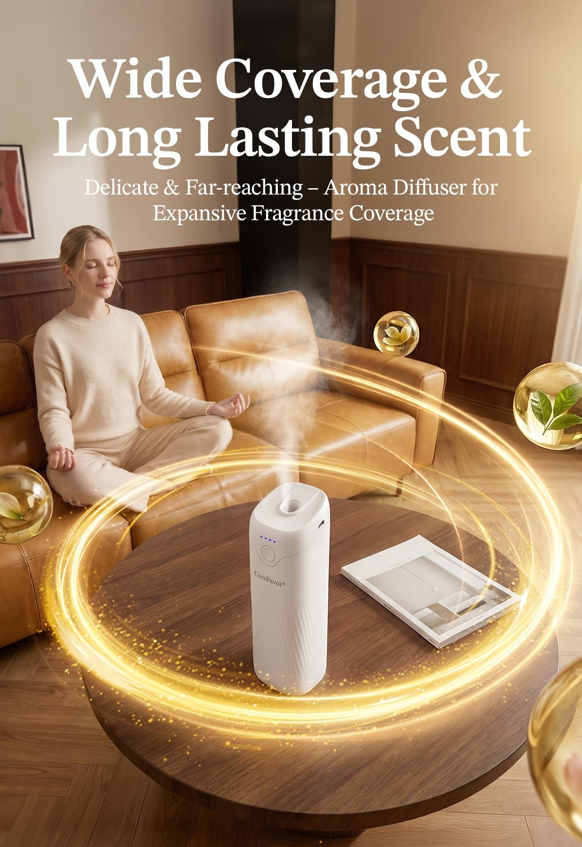 CoreFavor Waterless Essential Oil Diffuser(M60)with 120ml Oil, Portable Battery-Operated Cold Air Aroma Scent Machine, 4 Adjustable Intensity Levels, Quiet Diffuser for Bedroom, Office, Bathroom&Car CoreFavor Waterless Essential Oil Diffuser(M60)with 120ml Oil, Portable Battery-Operated Cold Air Aroma Scent Machine, 4 Adjustable Intensity Levels, Quiet Diffuser for Bedroom, Office, Bathroom&Car
