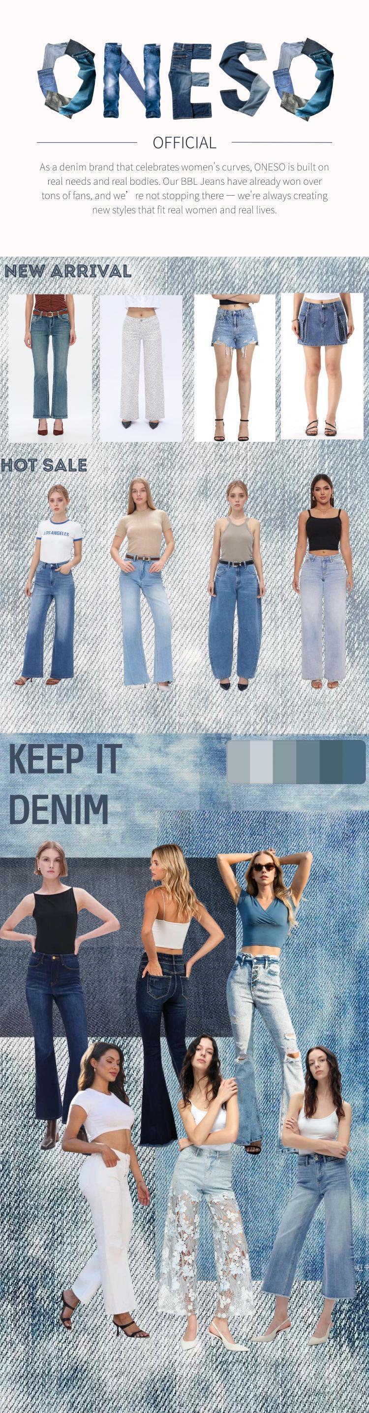 ONESO Wide Leg BBL Jeans Stretchy Mid Low Rise Denim Pants Womenswear Basic Cheetah Print Fitted Minimalist Bottoms