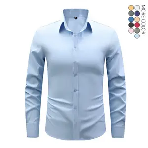 2026 New Men’s Business Lightweight Long-Sleeve Shirt, Stretchable, Wrinkle-Resistant, Cool Ice Silk Fabric Menswear Top