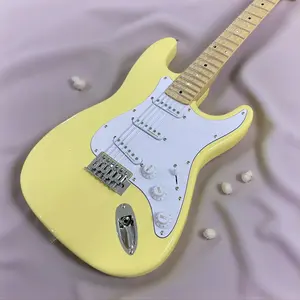 Butter Cream Yellow ST Guitar, Solid Wood Body Maple Fingerboard&Neck SSS pickup