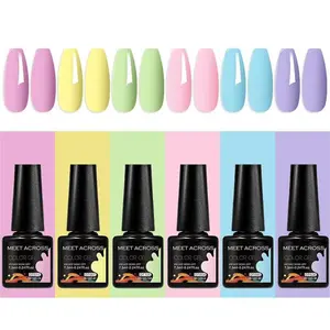 Macaron Color Solid Color Gel Nail Polish Set, 6 Counts/set UV LED Soak Off Gel Nail Polish, Nail Art, Manicure & Nail Polish for Women & Girls, Christmas Gift