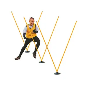 212 MAIN Pro Agility Pole Set, Yellow & Black Adjustable Poles with Stabilized Base, for Drill, Indoor/Outdoor Sports & Fitness Exercise Machine Accessory