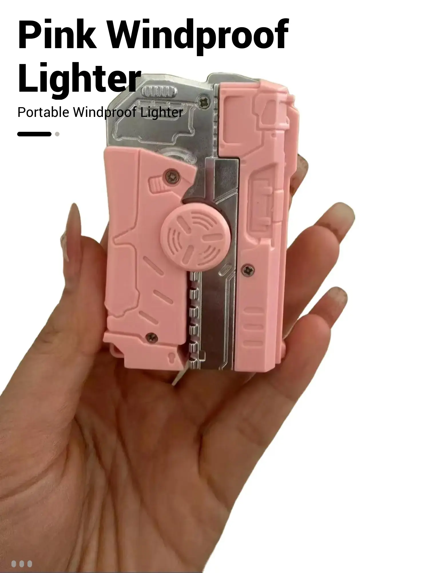 Adult Collector's Edition Pink Foldable Butane Lighter - Windproof Flame, Pocket-Sized Compact, Does Not Contain Butane Gas