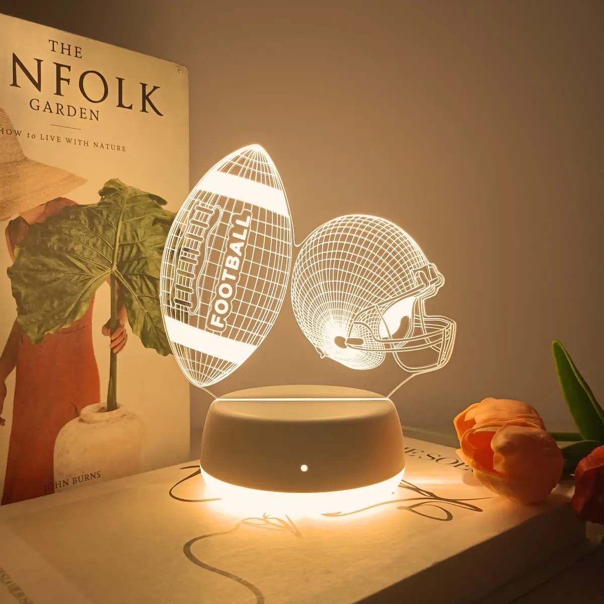 1pc Sports Style Football 3D Night Light, LED Warm Lighting, Switch Control, Eye-Friendly Design, Perfect Gift Idea, Led Home Decor, Glowing Led Lights