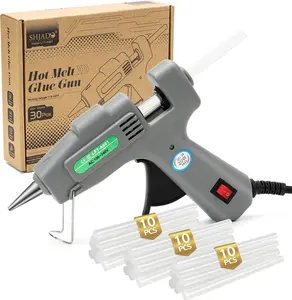 SHJADE Mini Hot Glue Gun Kit with 30 Glue Sticks - Fast Preheating Hot Melt Gun, High Temp for School Crafts DIY Arts and Quick Home Repairs(Grey)