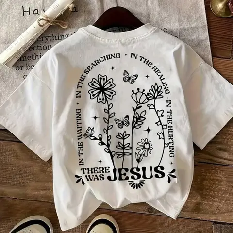 Women's Floral & Letter Print Round Neck Tee Top, Letter Printed Tee, Fashion Casual Loose Fit Crew Neck T-shirt for Daily Holiday Vacation Outdoor Wear, Ladies Clothes for Summer