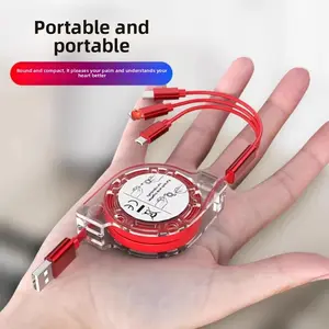 3 in 1 Retractable USB Cable, 1 Count Multipurpose 1M Data Cable, Charging Cable for Android Phone Type C Portable / Micro USB, Phone Accessories