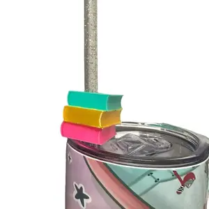 3D printed book stack straw topper