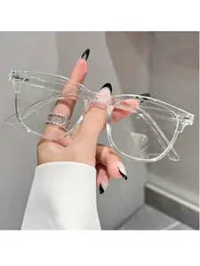 Unisex Casual Flat Glasses, Square Frame Eyeglasses, Trendy Casual Eyeglasses, Stylish Daily Wear Eyewear, Perfect for Office Reading & TV Viewing, Versatile Fashion Accessory, Clear Eyeglasses