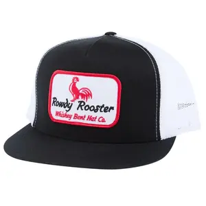 Whiskey Bent Hat Co Mens Rowdy Rooster Black White Cap