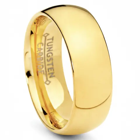 Men's 7MM 18K Goldtone-Plated High Polish Laser Engraved Dome Tungsten Ring - Metal Masters Co., Hypoallergenic Men's Jewelry, Wedding/Anniversary Gift, Sizes 6-15 (6 to 15), Includes Ring Box
