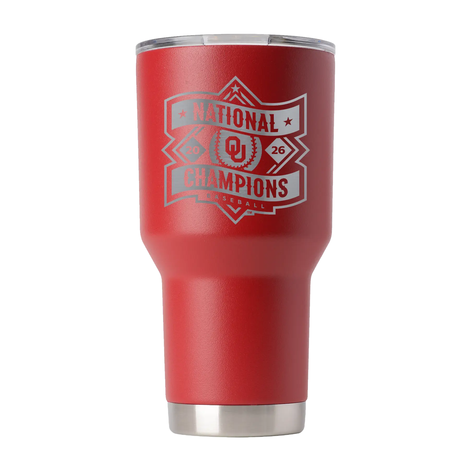 30oz BPA-Free Laser-Etched Insulated Stainless Steel Oklahoma Baseball National Champs Tumbler Mug - Personalized Fan Approved Vacuum Flask Kitchenware Drinkware