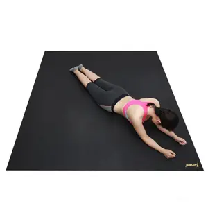 RevTime Extra Large Exercise Mat 8 x 6 Feet (96"x 72"x1/8") Heavy Duty Home Workout Gym Rubber Floor Mat, Best for Carpet & Hardwood Floor, Black