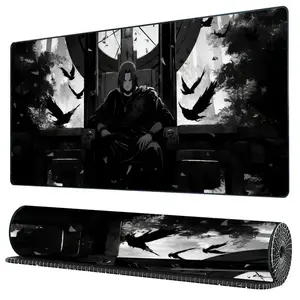 Oversized Gaming Mouse Pad, Anime Mousepad Naruto - Uchiha Itachi Character Theme Mouse Pad Rubber Anti-Slip Thickened 3mm Washable Mouse Pad Computer Office Decor Accessory Gamer Gift Suitable for Laptops, Desks
