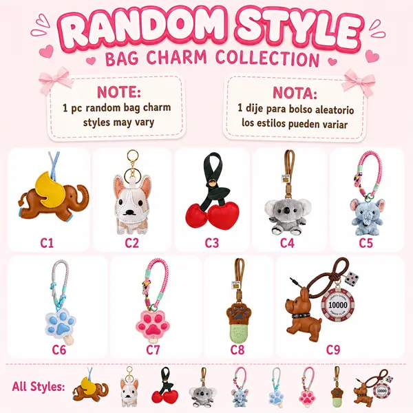 Random Style Bag Charm box – Cute Decorative Accessory for Handbags, Backpacks and Keys