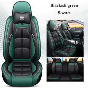 5-Seat Car Seat Cover Set | Durable PU Leather with Bold Abdominal Muscle Pattern | Comfort-Enhanced Version w/ 2 Front Headrest Covers - Elevate Your Car’s Interior Style