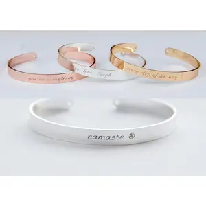 Namaste engraved bracelet, Yoga Jewelry Zen Gift Om bracelet, mom