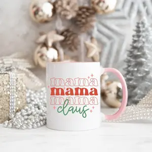 Christmas mug for her, Mama Claus, Mom Christmas gift, Christmas Gift for coffee lover, Holiday mug, Retro Christmas mug LXG7LZ